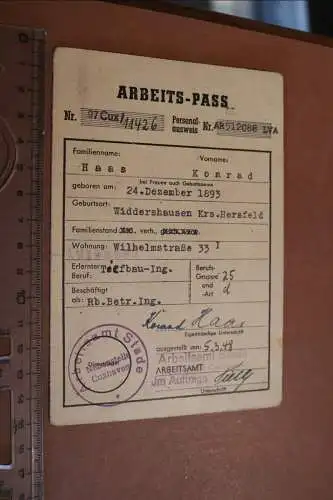 alter Arbeits-Pass 1948 - Reichsbahn Betriebs Ingenieur