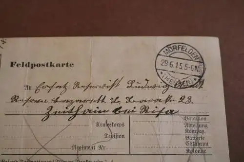 alte Feldpostkarte  aus Mörfelden 1915