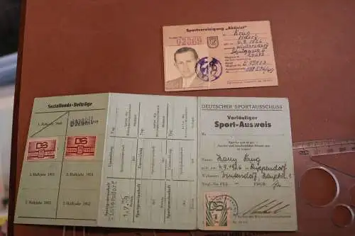 zwei tolle alte Sportausweise ? eines Mannes Wintersdorf 1949 u 1953