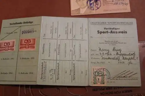 zwei tolle alte Sportausweise ? eines Mannes Wintersdorf 1949 u 1953