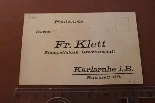 tolle alte Karte Ganzsache Firma Klett - Stempelfabrik Karlsruhe