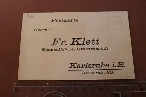 tolle alte Karte Ganzsache Firma Klett - Stempelfabrik Karlsruhe 