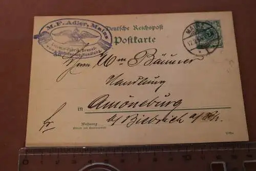 Tolle alte Karte Ganzsache Firma M.F. Adler Mainz Likoerfabrik  1894 ?