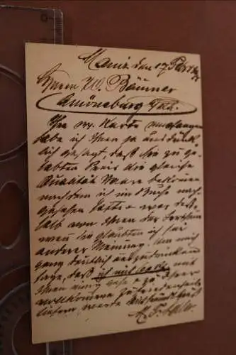 tolle alte Karte Ganzsache Firma M.F. Adler Mainz Likoerfabrik  1894 ?
