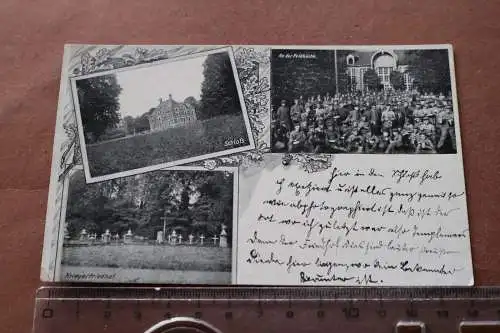 alte Feldpostkarte - Ansichten Schloß , Friedhof, Feldküche Ort ?1917