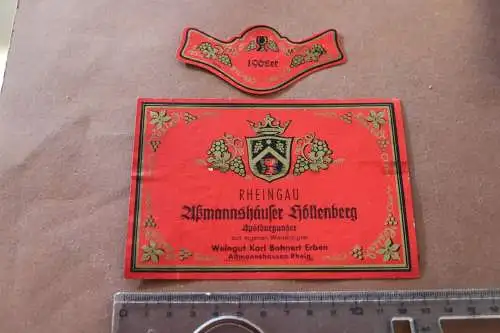 Altes Weinetikett - Rheingau Aßmannshauser Höllenberg 1962er - K. Bohnert Erben