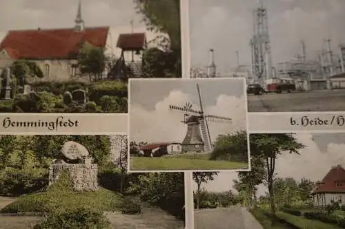 tolle alte Karte - Henningstedt bei Heide - Ansichten - Windmühle usw. 1957
