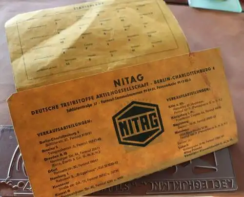 alte Nitag Tankstellenkarte Deutschland - 30-40er Jahre ??? defekt !!!