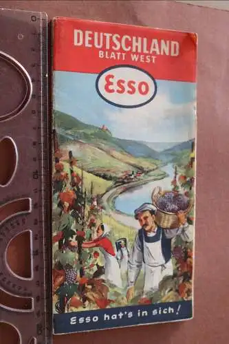 Alte Esso Deutschland Landkarte - Blatt West   1955