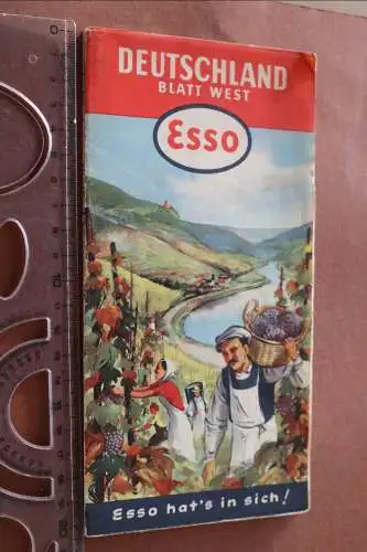alte Esso Deutschland Landkarte - Blatt West   1955