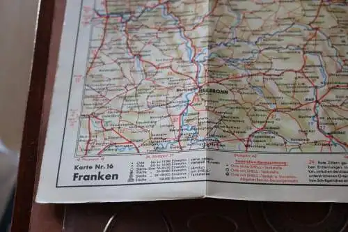 alte Shell Straßenkarte Nr.16 Franken -  30-40er Jahre ?