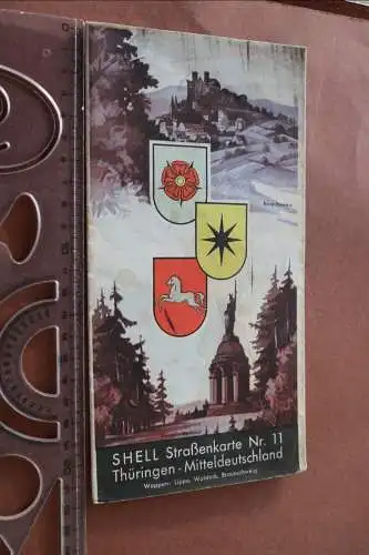 alte Shell Straßenkarte Nr.11  Thüringen - Mitteldeutschland 30-40er Jahre ?