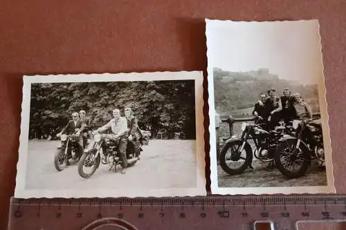 Zwei tolle alte Fotos - Personen mit Oldtimer Motorräder Zündapp - 50er Jahre ?