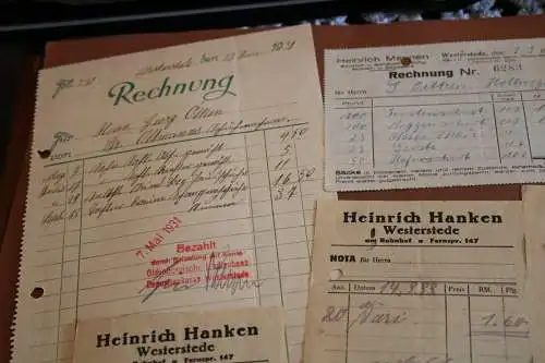 alte Rechnungen und Quittung aus Westerstede - 30er Jahre .- Hanken, Meynen , Ol