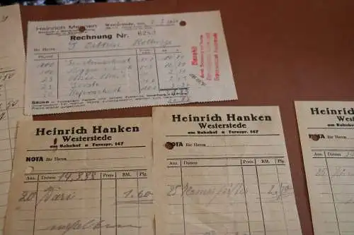 alte Rechnungen und Quittung aus Westerstede - 30er Jahre .- Hanken, Meynen , Ol