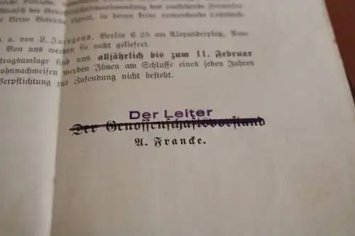 altes Rundschreiben ? der Nordd. Holz-Berufsgenossenschaft 20-30er Jahre ?