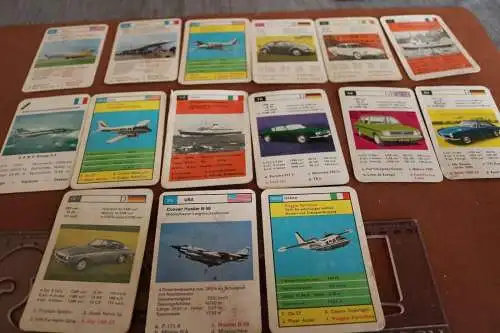 15 alte Quartettkarten - vers. Spiele - Autos , Flugzeuge Schiffe  - 50-70er Jah