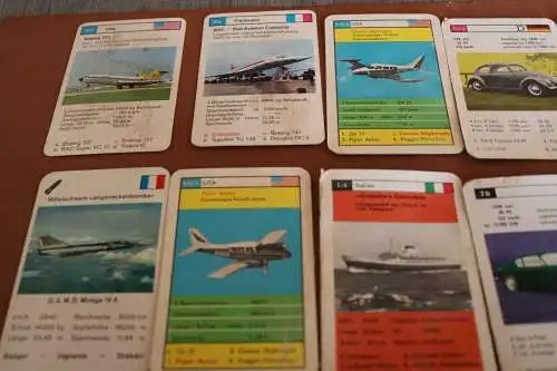 15 alte Quartettkarten - vers. Spiele - Autos , Flugzeuge Schiffe  - 50-70er Jah