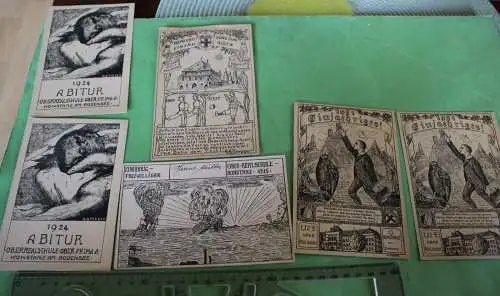 sechs tolle alte Künstlerkarte - Schule - Konstanz - 20er Jahre