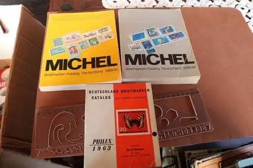 drei alte Briefmarkenkataloge - Michel und Philex 