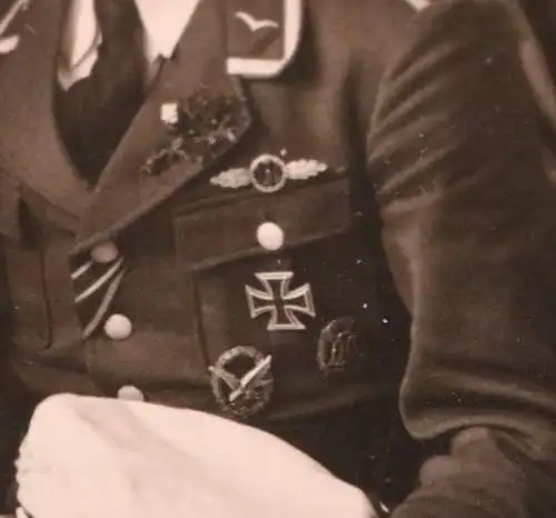 tolles altes Foto - Hochzeitsfoto eines Piloten ?  FFS, EK I usw. 