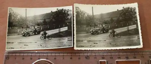 Zwei tolle alte Fotos - Soldaten mit Einheitswagen