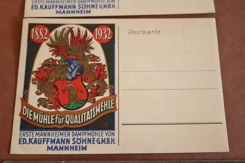 zwei tolle alte Werbekarten - Erste Mannheimer Dampfmühle - Mannheim 1932