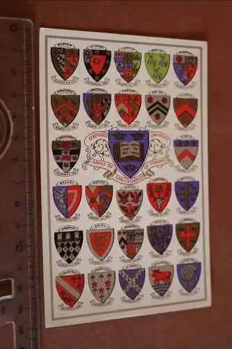 tolle alte Karte - Wappen der Verbindungen der Oxford Universität 
