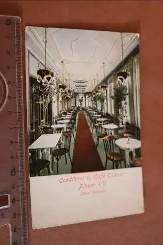 Tolle alte Karte - Conditorei u. Cafe Trömel Plauen i.V. - Obere Veranda 1912