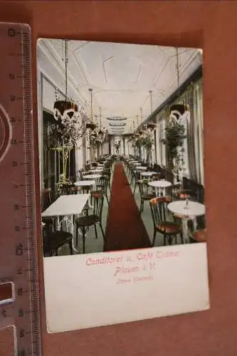 tolle alte Karte - Conditorei u. Cafe Trömel Plauen i.V. - Obere Veranda 1912