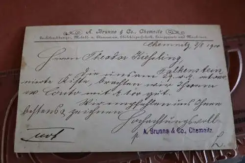 tolle alte Ganzsache Postkarte - A. Brunne &Co. Chemnitz 1900