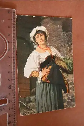 tolle alte Karte- Portrait Frau - Senftenberger Krone-Brikett-Serie 