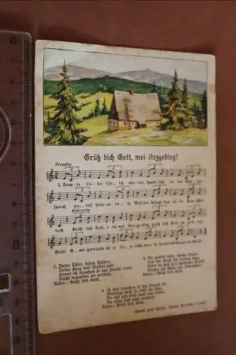 tolle alte Liedkarte  Grüß dich Gott, mei Arzgebirg  - Erzgebirge 1900-1920 ?
