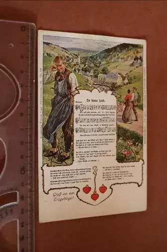 Tolle alte Liedkarte  De biese Lieb - Gruß aus dem Erzgebirge 1900-1920 ?