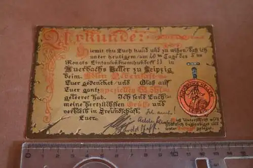 tolle alte Karte- Urkunde - Auerbachs Keller Leipzig 1933