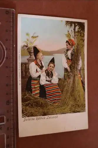 tolle alte Karte Frauen in Tracht coloriert - Dalarne, Rättvik, Leksand Schweden