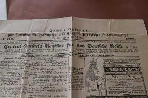 alte Beilage zum deutschen Reichsanzeiger April 1888
