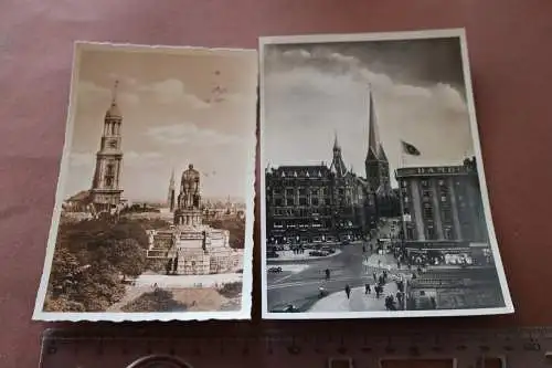 zwei tolle alte Karten - Hamburg Bismarckdenkmal , St. Petri , Michaelisk. 1941