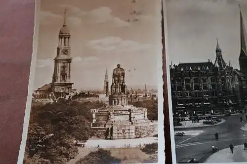 zwei tolle alte Karten - Hamburg Bismarckdenkmal , St. Petri , Michaelisk. 1941