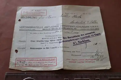 alte Rechnung von der Vetriebsstelle amtlicher Veröffentlichungen Berlin 1925