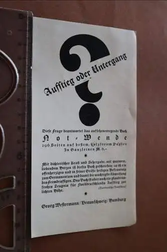 altes Werbeblatt für Buch - Not-Wende vom Aufstieg des germanischen Abendlandes
