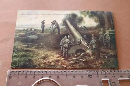 alte Postkarte - Künstlerkarte - Die fleissige Berta - deutsches 42cm Geschütz