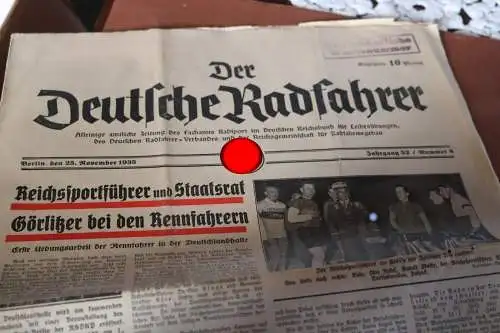 alte Zeitung  Der deutsche Radfahrer - 1935
