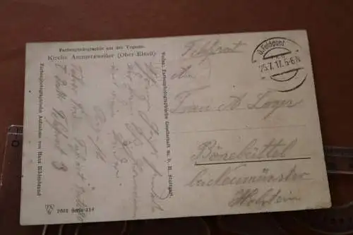 alte Karte - zerstörte Kirche Ammerzweiler Ober-Elsaß 1917