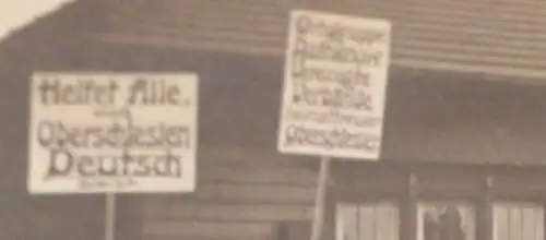 zwei tolle alte Fotos Demonstranten Bahnhof - Rathenow - Oberschlesien bleibt