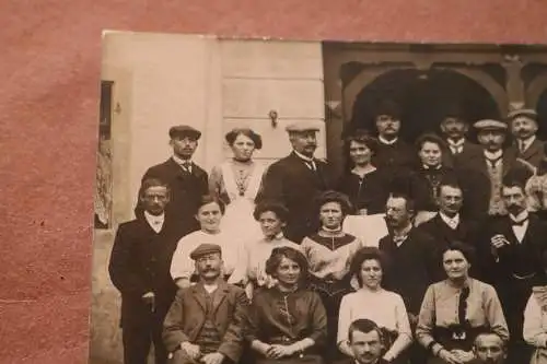 tolles altes Foto - Gruppe Personen Bad Kreischa Villa Eissrig 1911