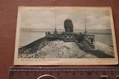 alte Vorderseite einer Karte - Das Denkmal auf dem Dusenddüwelswarf  1900-1910 ?