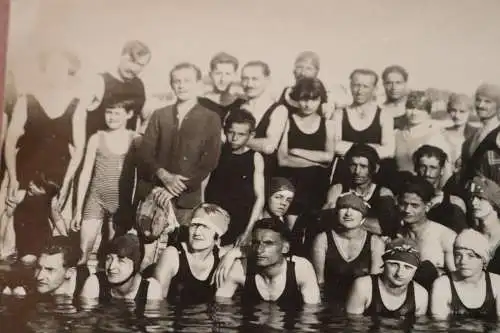 tolles altes Gruppenfoto Badegäste , darunter Sultan Raif - Bordeaux 20er Jahre