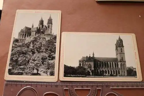 zwei tolle alte Kauf Kabinettfotos - Magdeburger Dom - 1880-1910 ?