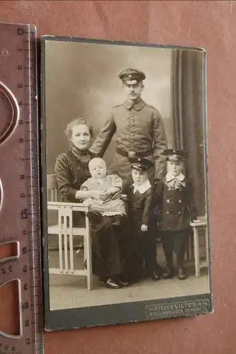 tolles altes Kabinettfoto - Portrait Soldat mit Familie - Recklinghausen